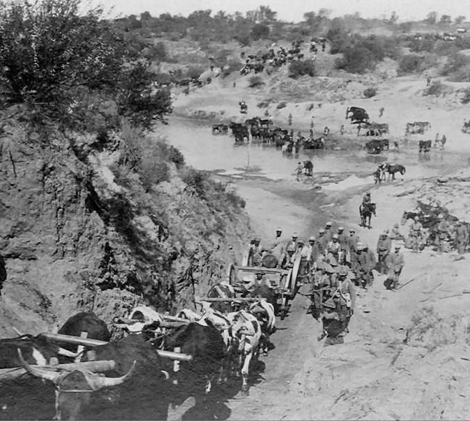 Lord Robert's advance on Pretoria - Transports crossing the Zand River 